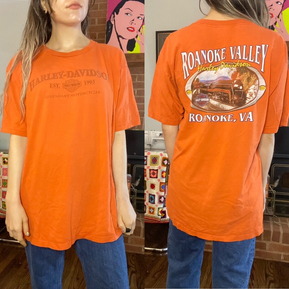 2010s Harley-Davidson Roanoke Virginia Train 611 Oversized Tee Motorcycl… - Picture 2 of 12